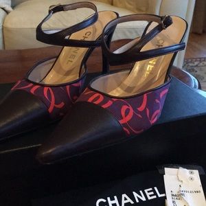 Chanel plum satin high heels used size 37